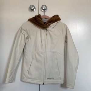 Fleece lined Marmot jacket with faux fur hood